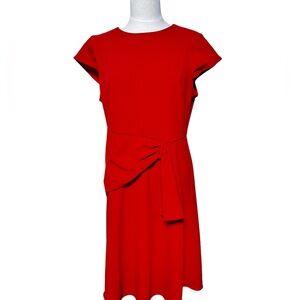 Donna Morgan Tie Front Midi Dress Red Size 12P